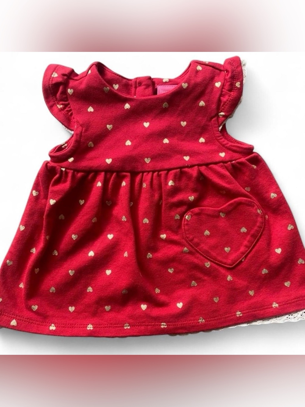 Red and Gold Heart Print Baby Girl Dress